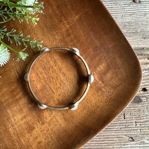 Elegant Goldtone and Faux Pearl Bangle Bracelet